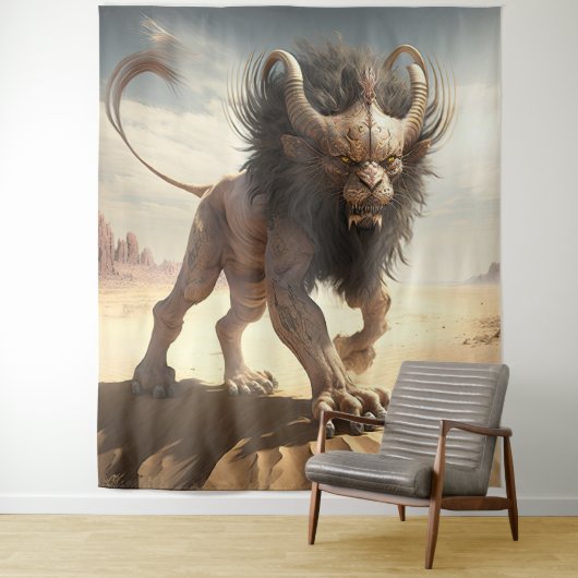 Manticore in een woestijnmuur wandkleed (In situ)