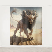 Manticore in een woestijnmuur wandkleed (Voorkant)