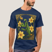 Mantid Insect en gele jasmijnbloemen T-shirt (Voorkant)