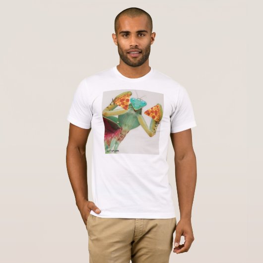 mantis eet pizza t-shirt (Voorkant volledig)