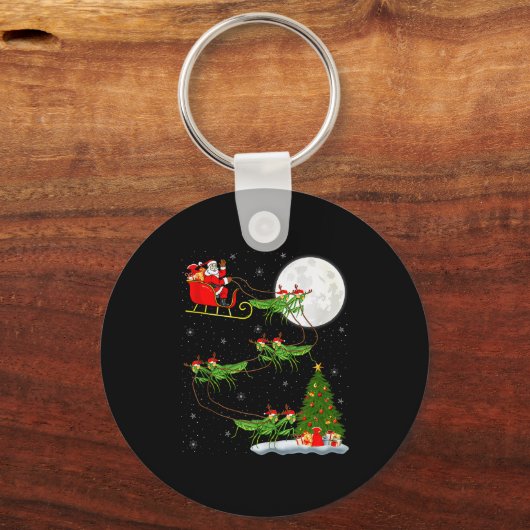 Mantis Insect Santa Sleigh Flying Funny Magical Ch Sleutelhanger (Voorkant)