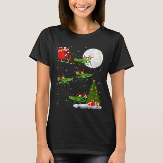 Mantis Insect Santa Sleigh Flying Funny Magical Ch T-shirt (Voorkant)