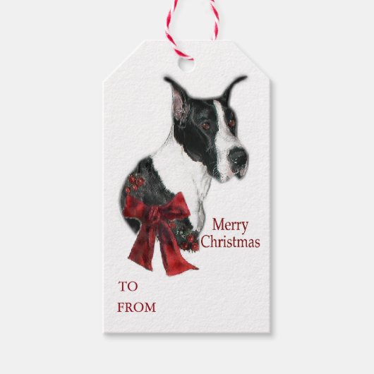 Mantle Great Dane Kerstmis Cadeaulabel (Voorkant)