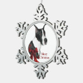 Mantle Great Dane Kerstmis Tin Sneeuwvlok Ornament (Rechts)