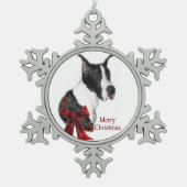 Mantle Great Dane Kerstmis Tin Sneeuwvlok Ornament (Voorkant)