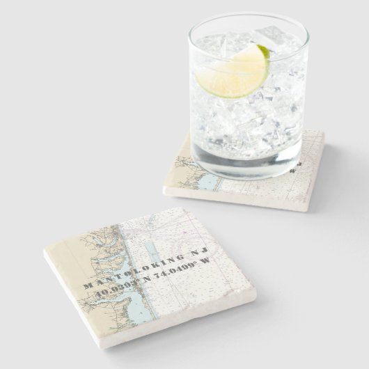 Mantoloking New Jersey Authentieke Nautische Grafi Stenen Onderzetter (Zijkant)