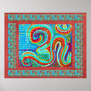 MANTRA: Om 108 keer de Heilige Rode Achtergrond Poster