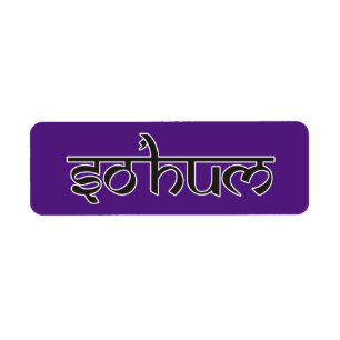 Mantra SO HUM - vlakke zwart-witte contour Etiket