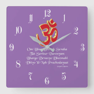 Mantra van Gayatri Vierkante Klok
