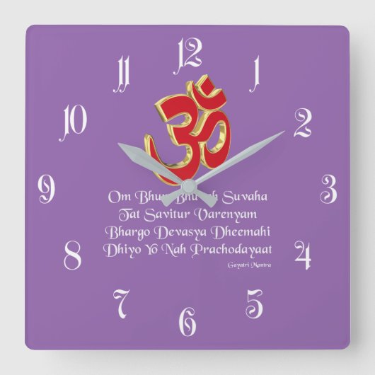 Mantra van Gayatri Vierkante Klok (Voorkant)