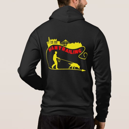 Mantrailing Suchteam Schäferhund und Mann Hoodie (Achterkant)