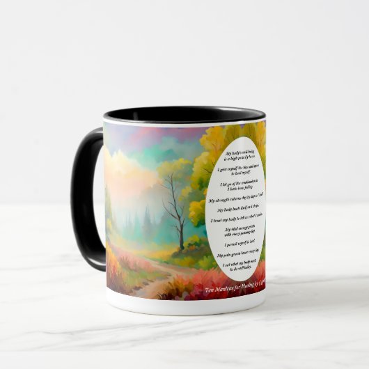 Mantra's voor Healing koffie landschap zachte kleu Mok (Voorkant links)