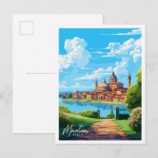 Mantua Italië vintage reisillustratie Briefkaart (Voorkant / Achterkant)
