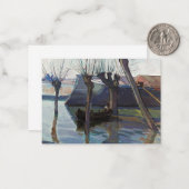 Mantua-Landschap met Boats door Mario Lomini Notitiekaartje (Voorkant / Achterkant in situ)