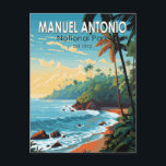 Manuel Antonio National Park Travel Art Vintage Briefkaart<br><div class="desc">Manuel Antonio National Park vector artwork ontwerp. Manuel Antonio National Park,  aan de centrale Pacifische kust van Costa Rica,  omvat ruig regenwoud,  witte zandstranden en koraalriffen.</div>