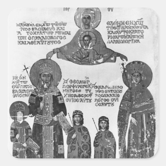 Manuel Palaeologus beschermd door Virgin Mary Vierkante Sticker (Voorkant)