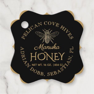Manuka Honey Black Gold  Bee Fancy Square Bedankjes Labels