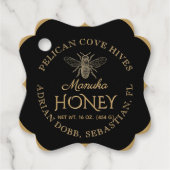 Manuka Honey Black Gold  Bee Fancy Square Bedankjes Labels (Voorkant)