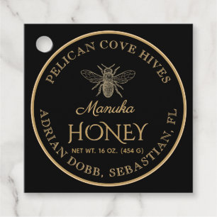 Manuka Honey Black Gold  Bee Hangtag Bedankjes Labels