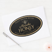 Manuka Honey Black Gold Bee Oval Label (Envelop)
