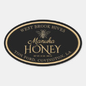 Manuka Honey Black Gold  Bee Oval Label (Voorkant)