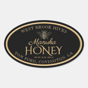 Manuka Honey Black Gold  Bee Oval Label
