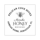 Manuka Honing Label met Honingbij Rubberstempel (Afrduk)