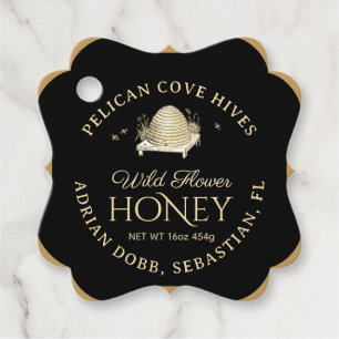 Manuka Honing Zwart Goud  Skep Fancy Vierkant Bedankjes Labels