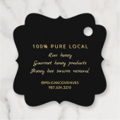 Manuka Honing Zwart Goud  Skep Fancy Vierkant Bedankjes Labels (Achterkant)