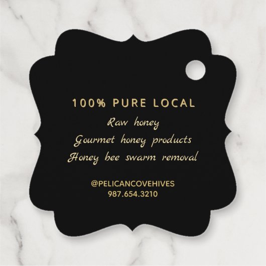 Manuka Honing Zwart Goud Skep Fancy Vierkant Bedankjes Labels (Achterkant)