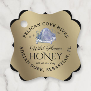 Manuka Honing Zwart Goud  Skep Fancy Vierkant Bedankjes Labels