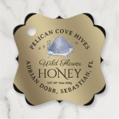 Manuka Honing Zwart Goud  Skep Fancy Vierkant Bedankjes Labels (Voorkant)