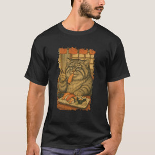 Manul Pallas' Kat Eet Sushi Japanse Vintage T-shirt