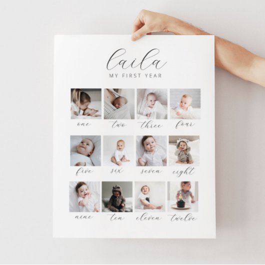 Manuscript 1 Jaar 12 Foto Collage met Maanden Poster