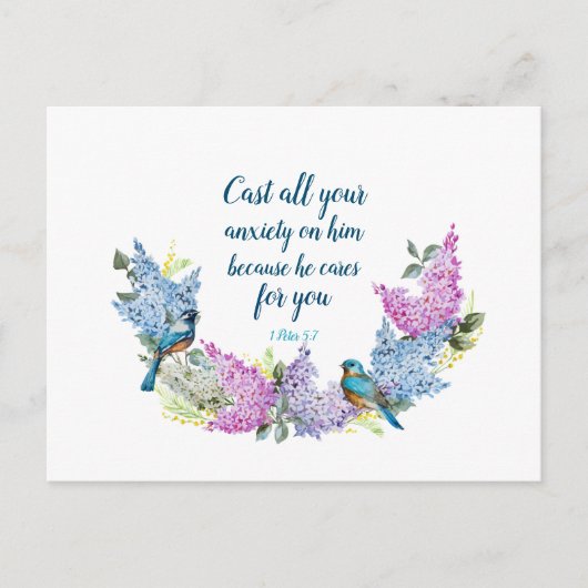 Manuscript 1 Peter 5:7 Briefkaart (Voorkant)