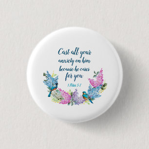 Manuscript 1 Peter 5:7 Ronde Button 3,2 Cm