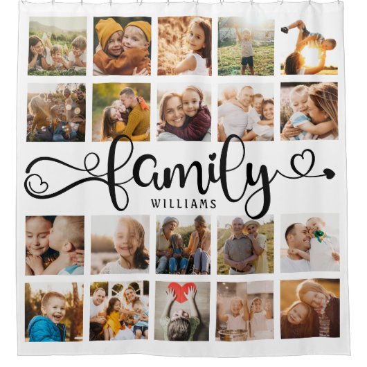 Manuscript 20 van de moderne Familie Foto Collage  Douchegordijn (Voorkant)