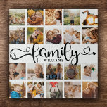 Manuscript 20 van de moderne Familie Foto Collage  Legpuzzel<br><div class="desc">De moderne puzzel van de douanefoto collage met ruimte voor 20 foto's die een trendy schemerige manuscriptlezing FAMILIE en uw douanenaam hieronder omringen.</div>