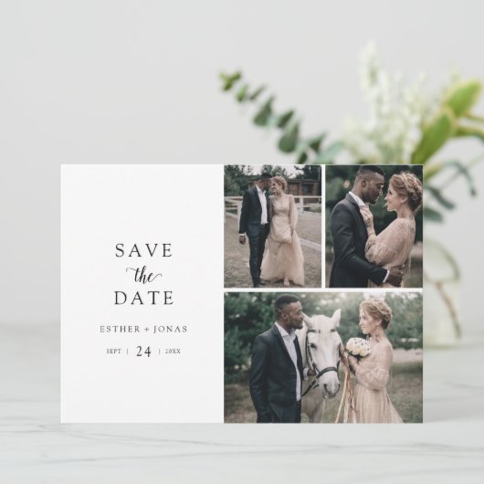 Manuscript 3 de Foto collage sparen de Datum Save The Date (Staand voorkant)