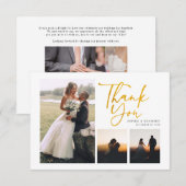 Manuscript 4 Foto's Gold Hand-Lettered Wedding Bedankkaart (Voorkant / Achterkant)