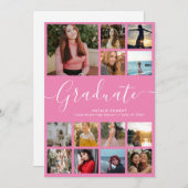 Manuscript Afstuderen 13 Foto Collage Pink Afstude Aankondiging (Voorkant / Achterkant)