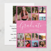 Manuscript Afstuderen 14 Foto Collage Pink Afstude Kaart (Voorkant / Achterkant)