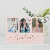 Manuscript Afstuderen 3 Foto Collage Pink Afstuder Aankondiging (Staand voorkant)