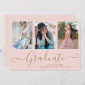 Manuscript Afstuderen 3 Foto Collage Pink Afstuder Aankondiging (Voorkant / Achterkant)