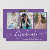 Manuscript Afstuderen 4 Foto Collage Paars Afstude Aankondiging (Voorkant / Achterkant)