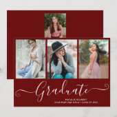 Manuscript Afstuderen 4 Foto Collage Red Afstudere Aankondiging (Voorkant / Achterkant)