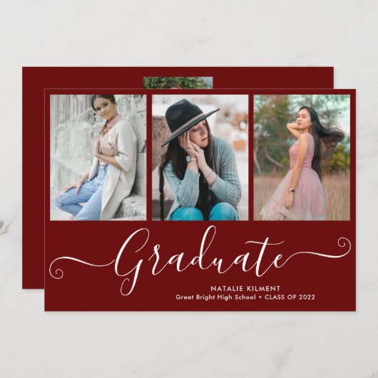 Manuscript Afstuderen 4 Foto Collage Red Afstudere Aankondiging (Voorkant / Achterkant)