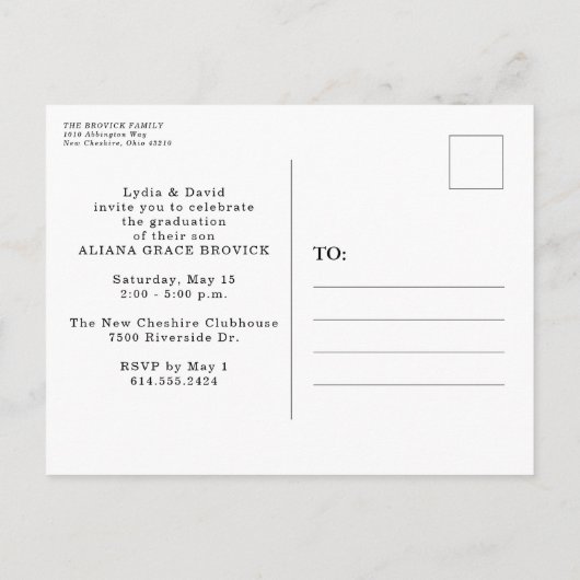 Manuscript afstuderen klassieke briefkaart uitnodi (Achterkant)