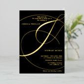 Manuscript ampersand black calligraphy bruiloft folie uitnodiging (Staand Voorkant)