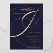 Manuscript ampersand calligraphy roos gold folie uitnodiging (Voorkant)